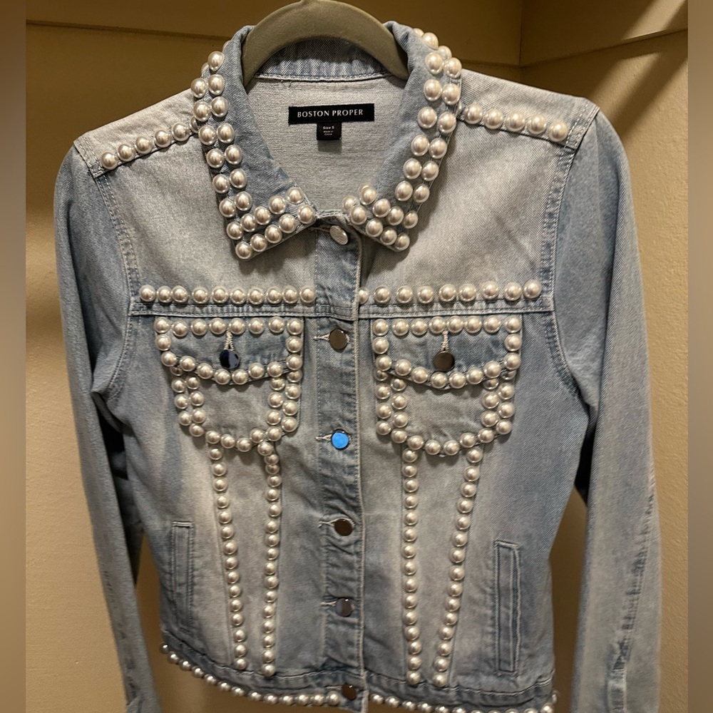 Boston proper pearl denim jacket size s